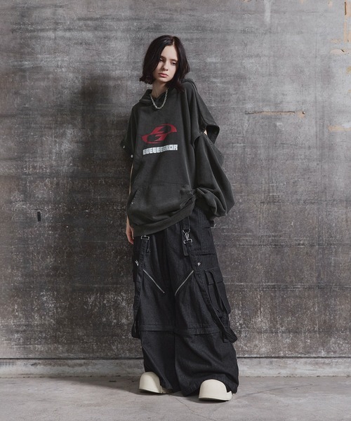 lill 3wayルーズシルエットハイギミックサスペンダーデニムカーゴ 3wayルーズシルエットハイギミックサスペンダーデニムカーゴ