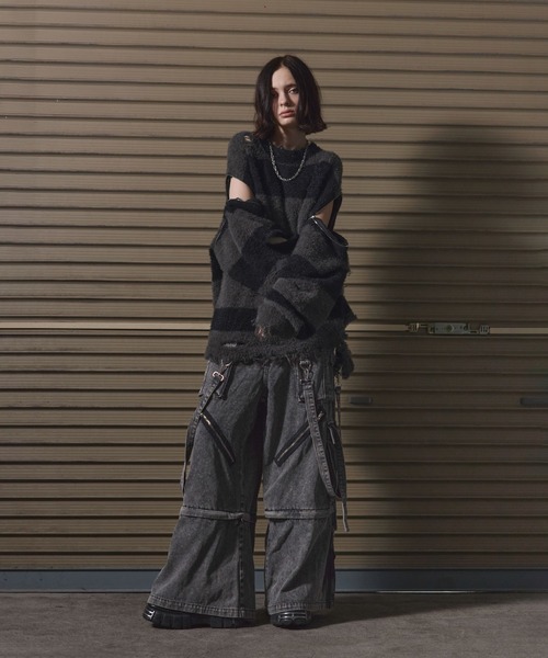 LILL 3wayルーズシルエットハイギミックサスペンダーデニムカーゴ ERAR】3wayルーズシルエットハイギミックサスペンダーカーゴ