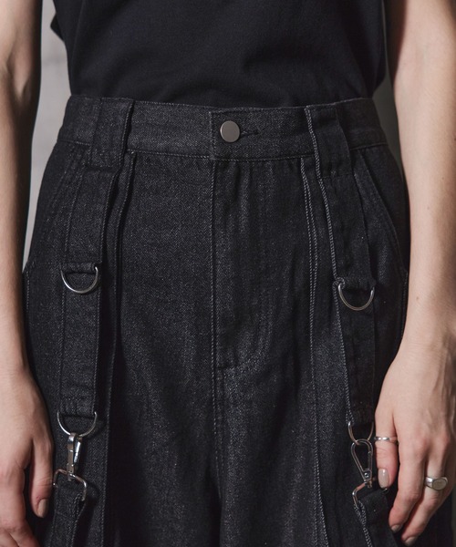 LILL 3wayルーズシルエットハイギミックサスペンダーデニムカーゴ ERAR】3wayルーズシルエットハイギミックサスペンダーカーゴ