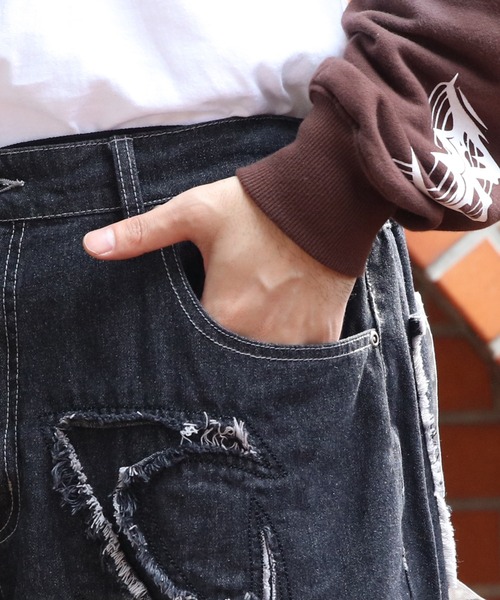 ８(eight)（エイト）の「バイアス＆トライバルフリンジショーツ（デニムパンツ・メンズ・ブラック系1/ネイビー系1/ブラック系2/ネイビー系2・MEDIUM/LARGE）」の7枚目の写真