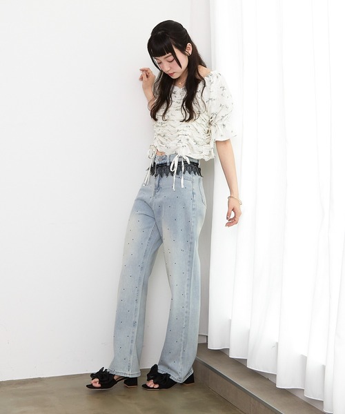 paravion（パラビオン）の「ギャザーパフ袖リボンブラウス（シャツ/ブラウス・レディース・ブラック/その他/ホワイト・FREE）」の4枚目の写真