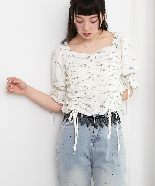 paravion（パラビオン）の「ギャザーパフ袖リボンブラウス（シャツ/ブラウス・レディース・ブラック/その他/ホワイト・FREE）」の10枚目の写真