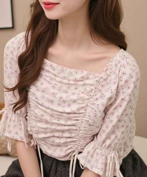 paravion（パラビオン）の「ギャザーパフ袖リボンブラウス（シャツ/ブラウス・レディース・ブラック/その他/ホワイト・FREE）」の16枚目の写真