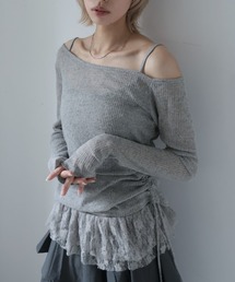 2set サイドシャーリングカットソー&レースキャミ