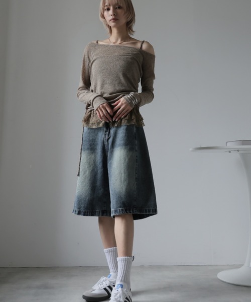 Ulysses(ユリシス)の「2set サイドシャーリングカットソー&レースキャミ(Tシャツ/カットソー・レディース・グレー/ブラック/モカ・F)」の8枚目の写真