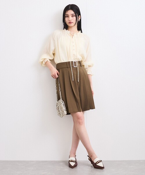 VIS(ビス)の「【洗える】ピンタックスタンドカラーフリルブラウス(シャツ/ブラウス・レディース・ライトグリーン/オフホワイト/チャコールグレー・FREE)」の12枚目の写真