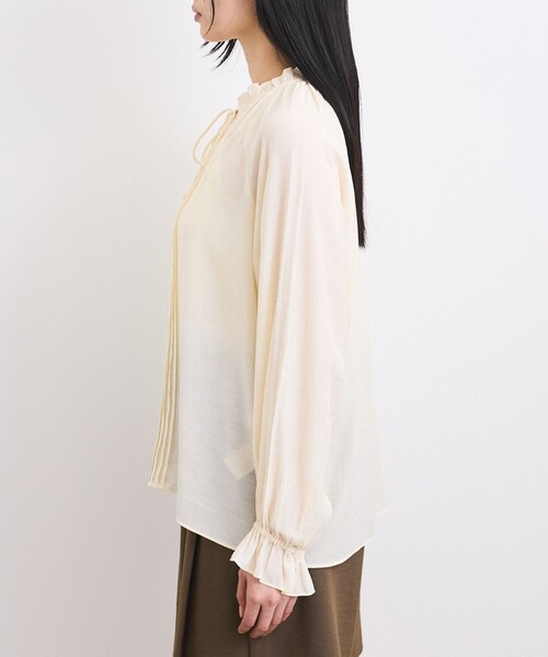 VIS(ビス)の「【洗える】ピンタックスタンドカラーフリルブラウス(シャツ/ブラウス・レディース・ライトグリーン/オフホワイト/チャコールグレー・FREE)」の17枚目の写真