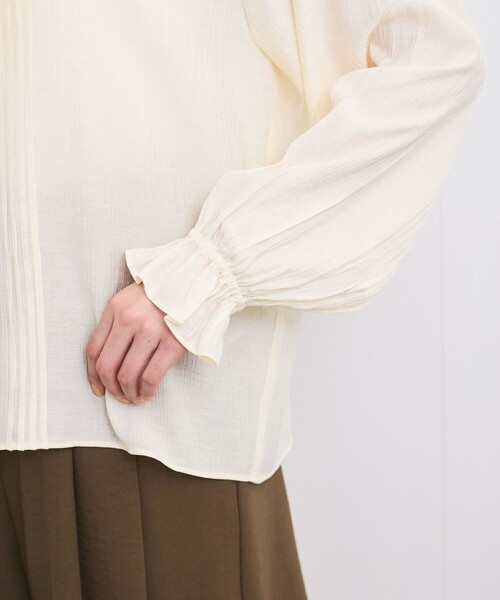 VIS(ビス)の「【洗える】ピンタックスタンドカラーフリルブラウス(シャツ/ブラウス・レディース・ライトグリーン/オフホワイト/チャコールグレー・FREE)」の22枚目の写真