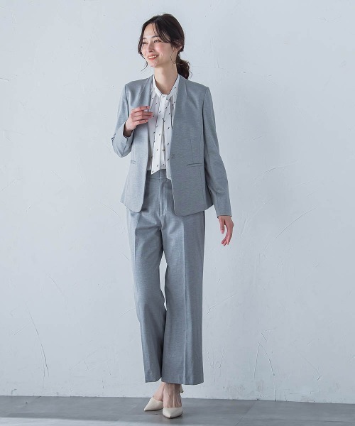 LAUTREAMONT(ロートレアモン)の「コンフォートノーカラージャケット≪洗濯機で洗える/セットアップ対応≫(ノーカラージャケット・レディース・ライトグレー/ネイビー・11号/9号)」の17枚目の写真