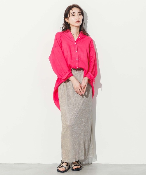 Gready Brilliant（グレディブリリアン）の「ＬＵラミー後スリットシャツ（シャツ/ブラウス・レディース・ベージュ/オフホワイト/ピンク/ライトグリーン・38）」の21枚目の写真