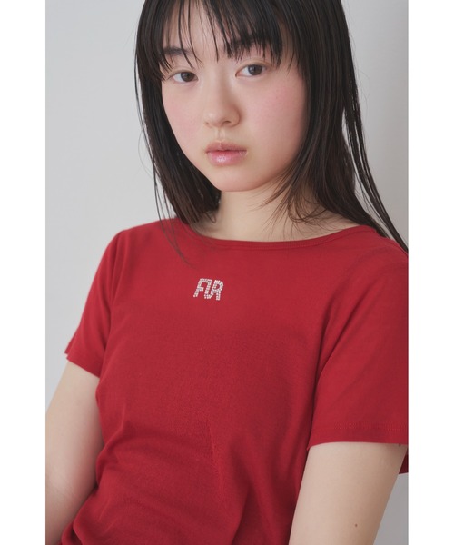 FURFUR(ファーファー)の「【WEB限定カラー】クリスタルロゴアシンメトリーTシャツ(Tシャツ/カットソー・レディース・ブラック/レッド/オフホワイト/サックスブルー・FREE)」の4枚目の写真