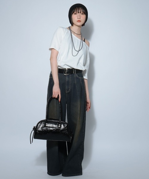PAGEBOY（ページボーイ）の「【2サイズ展開】ルーズネック2WAYオフショル（Tシャツ/カットソー・レディース・ブラック/チャコールグレー/ホワイト/ブルー系その他/ピンク系その他/サックスブルー・FREE/LARGE）」の7枚目の写真