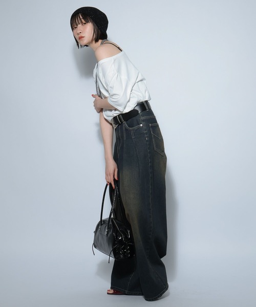 PAGEBOY（ページボーイ）の「【2サイズ展開】ルーズネック2WAYオフショル（Tシャツ/カットソー・レディース・ブラック/チャコールグレー/ホワイト/ブルー系その他/ピンク系その他/サックスブルー・FREE/LARGE）」の10枚目の写真