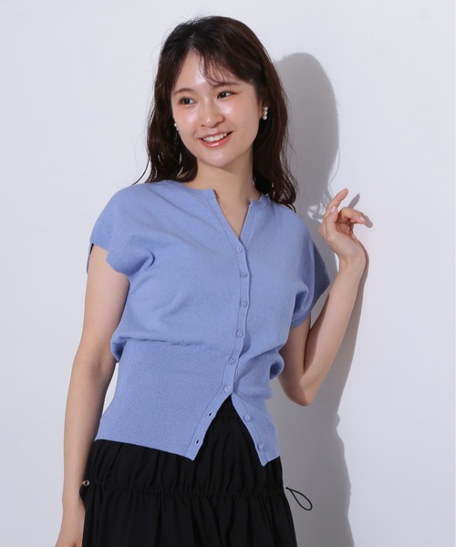 N.（N. Natural Beauty Basic）（エヌエヌナチュラルビューティーベーシック）の「キーネックニットジレ（ベスト・レディース・ブラックミックス/オフホワイト/ブルー・MEDIUM）」の3枚目の写真