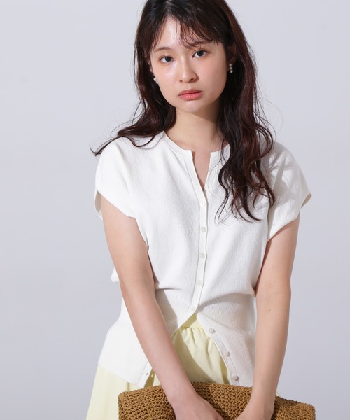 N.（N. Natural Beauty Basic）（エヌエヌナチュラルビューティーベーシック）の「キーネックニットジレ（ベスト・レディース・ブラックミックス/オフホワイト/ブルー・MEDIUM）」の5枚目の写真