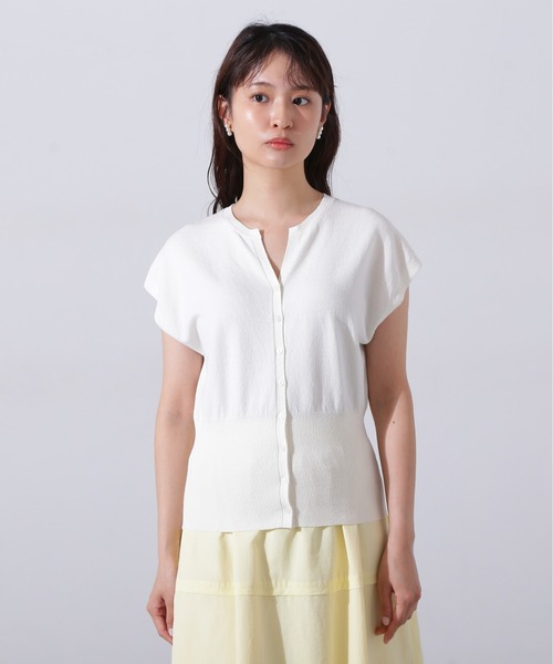 N.（N. Natural Beauty Basic）（エヌエヌナチュラルビューティーベーシック）の「キーネックニットジレ（ベスト・レディース・ブラックミックス/オフホワイト/ブルー・MEDIUM）」の8枚目の写真