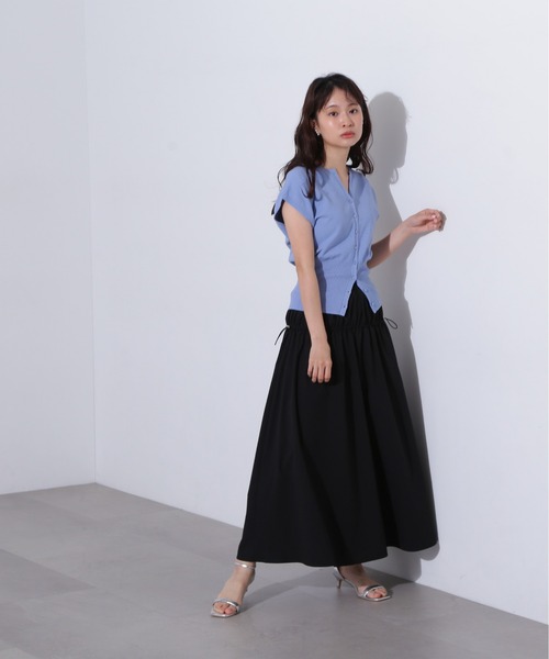 N.（N. Natural Beauty Basic）（エヌエヌナチュラルビューティーベーシック）の「キーネックニットジレ（ベスト・レディース・ブラックミックス/オフホワイト/ブルー・MEDIUM）」の22枚目の写真