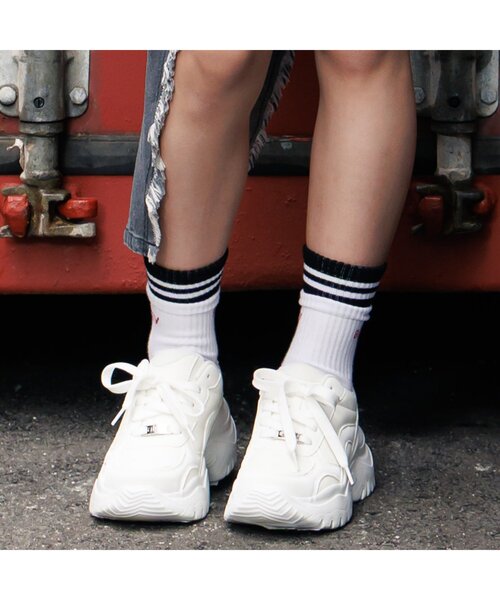 algy（アルジー）の「【抗菌防臭】レイヤード風ラインクルーソックス（ソックス/靴下・キッズ・ブラック/オフホワイト/ミント・21/24）」の8枚目の写真