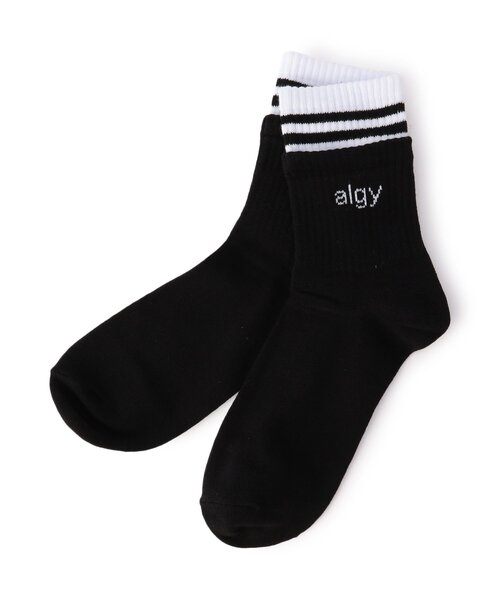 algy（アルジー）の「【抗菌防臭】レイヤード風ラインクルーソックス（ソックス/靴下・キッズ・ブラック/オフホワイト/ミント・21/24）」の9枚目の写真