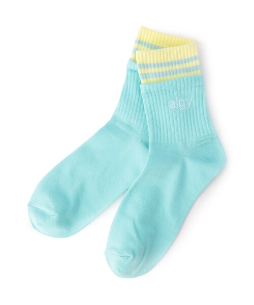 algy（アルジー）の「【抗菌防臭】レイヤード風ラインクルーソックス（ソックス/靴下・キッズ・ブラック/オフホワイト/ミント・21/24）」の10枚目の写真