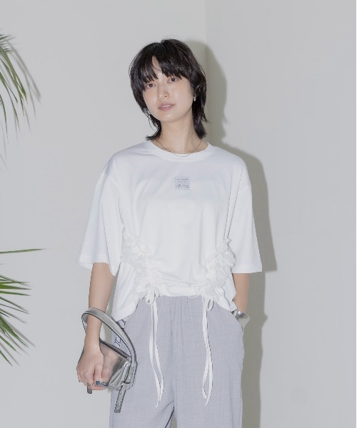 サイドフリル ドロスト クロップドTシャツ Eimee Law│Eimee Law