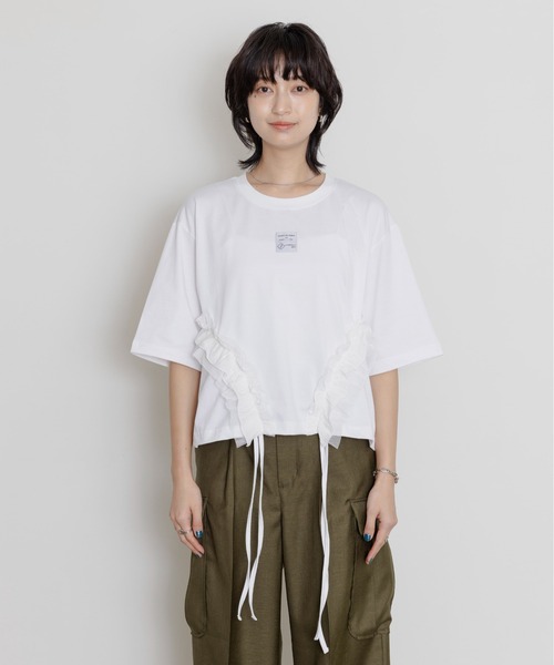 サイドフリル ドロスト クロップドTシャツ Eimee Law│Eimee Law