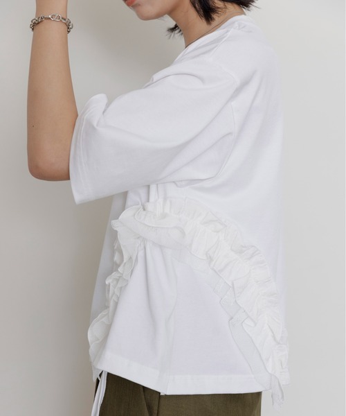 サイドフリル ドロスト クロップドTシャツ（Tシャツ/カットソー