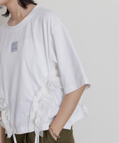 サイドフリル ドロスト クロップドTシャツ Eimee Law│Eimee Law