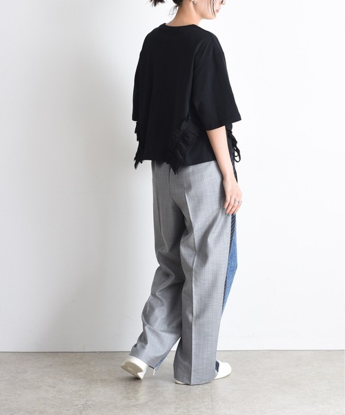 エイミーロウ　サイドフリル ドロスト クロップドTシャツ　Eimee Law サイドフリル ドロスト クロップドTシャツ Eimee Law│Eimee Law