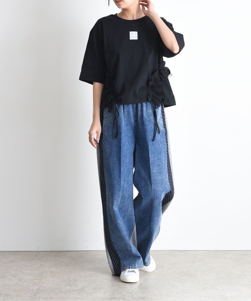 サイドフリル ドロスト クロップドTシャツ（Tシャツ/カットソー