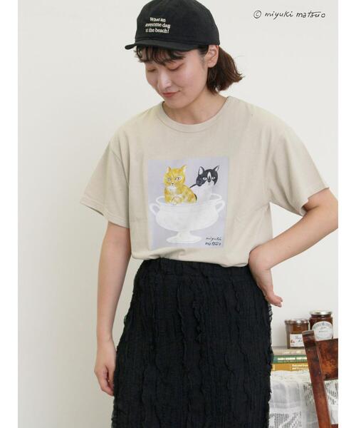 Samansa Mos2（サマンサ モスモス）の「【miyuki matsuo×Samansa Mos2】Tシャツ（Tシャツ/カットソー・レディース・ベージュ/ブラック/オフホワイト・F）」の7枚目の写真