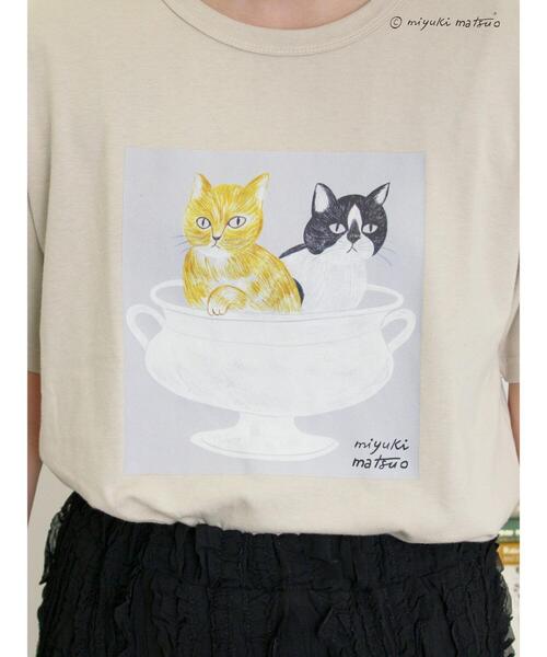 Samansa Mos2（サマンサ モスモス）の「【miyuki matsuo×Samansa Mos2】Tシャツ（Tシャツ/カットソー・レディース・ベージュ/ブラック/オフホワイト・F）」の8枚目の写真