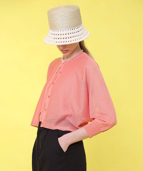 ANAYI(アナイ)の「シアー天竺ドルマン カーディガン(カーディガン/ボレロ・レディース・コーラル/ブルー/ブラック/ホワイト/ベージュ/ライトグレー/ネイビー/シルバー/ピンク・38/36)」の8枚目の写真