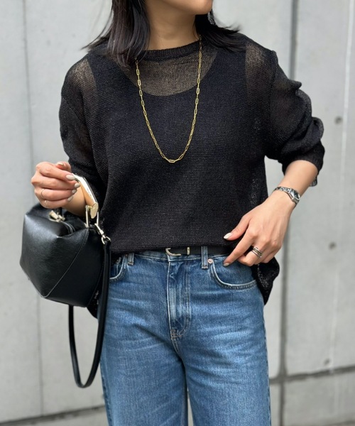 Emma Taylor（エマテイラー）の「ペーパーヤーンルーズプルオーバー（ニット/セーター・レディース・ホワイト/ブラック・FREE）」の16枚目の写真