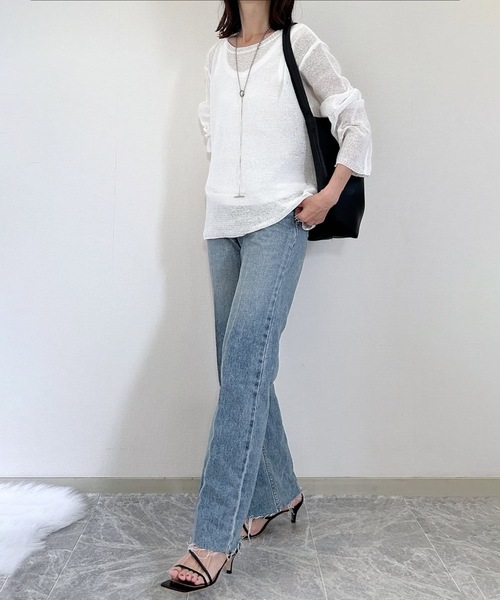 Emma Taylor（エマテイラー）の「ペーパーヤーンルーズプルオーバー（ニット/セーター・レディース・ホワイト/ブラック・FREE）」の22枚目の写真