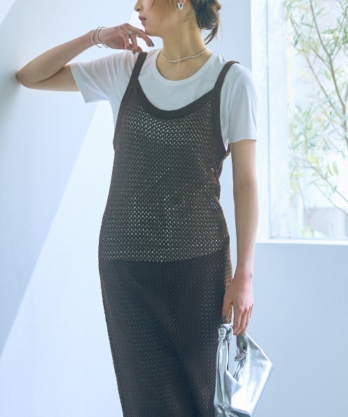 slattgir(スラットジール)の「高身長 メッシュ編キャミワンピース(トールサイズ)Essenave≪動画あり≫(ワンピース・レディース・ブラック/ブラウン・5L/M/L/LL/3L/4L)」の8枚目の写真