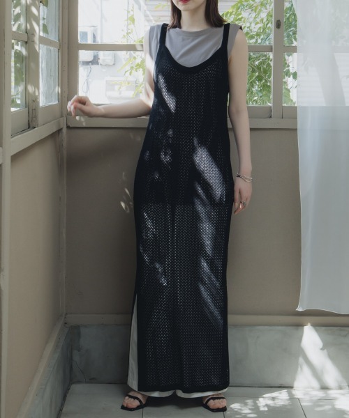 slattgir(スラットジール)の「高身長 メッシュ編キャミワンピース(トールサイズ)Essenave≪動画あり≫(ワンピース・レディース・ブラック/ブラウン・5L/M/L/LL/3L/4L)」の12枚目の写真