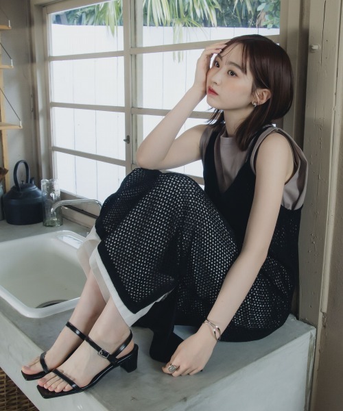 slattgir(スラットジール)の「高身長 メッシュ編キャミワンピース(トールサイズ)Essenave≪動画あり≫(ワンピース・レディース・ブラック/ブラウン・5L/M/L/LL/3L/4L)」の13枚目の写真