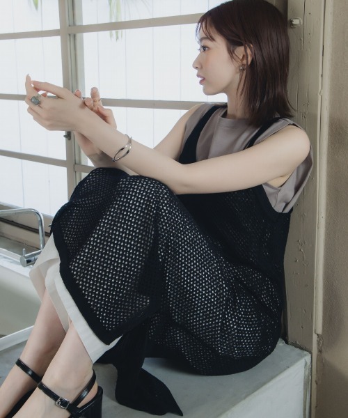 slattgir(スラットジール)の「高身長 メッシュ編キャミワンピース(トールサイズ)Essenave≪動画あり≫(ワンピース・レディース・ブラック/ブラウン・5L/M/L/LL/3L/4L)」の14枚目の写真