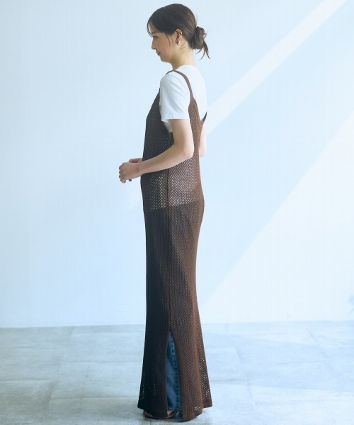 slattgir(スラットジール)の「高身長 メッシュ編キャミワンピース(トールサイズ)Essenave≪動画あり≫(ワンピース・レディース・ブラック/ブラウン・5L/M/L/LL/3L/4L)」の16枚目の写真