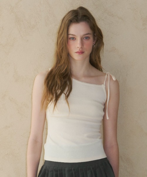 セール】one shoulder ribbon tank / ワンショルダーリボン