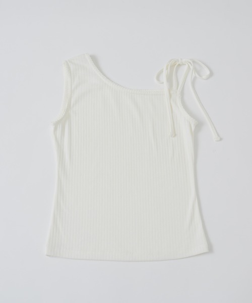 セール】one shoulder ribbon tank / ワンショルダーリボン