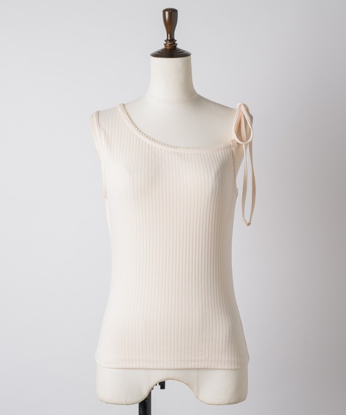 新品　sloe gin ワンショルダータンクトップ　ウィッシュコア　バレエコア セール】one shoulder ribbon tank / ワンショルダーリボン