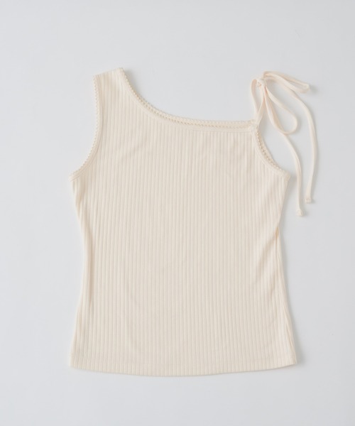セール】one shoulder ribbon tank / ワンショルダーリボン