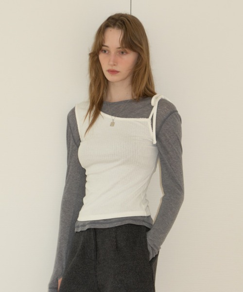 セール】one shoulder ribbon tank / ワンショルダーリボンタンク