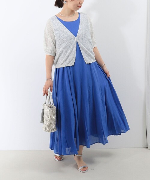 MICO COULIER（ミコクリエ）の「ホールガーメントカノコ柄ラメ羽織カーディガン（カーディガン/ボレロ・レディース・モカ/ブラック/オフホワイト・38）」の7枚目の写真