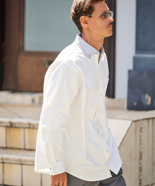 THEOREM（セオレム）の「ms6123- Cleric Oxfoed Rover LS Shirt オックスシャツ（シャツ/ブラウス・メンズ・ホワイト×ブルー/ホワイト/ホワイト×ブラック・L/XL/M）」の4枚目の写真