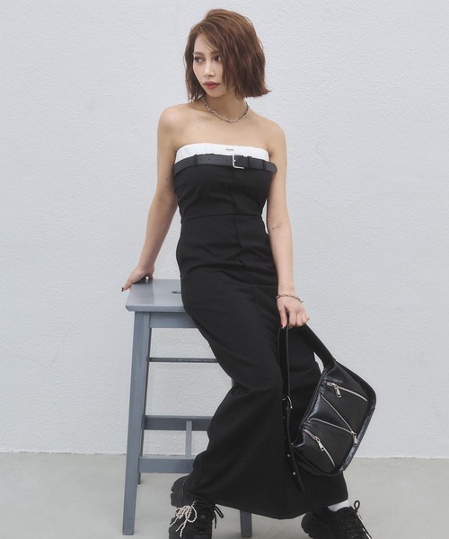 ENVYM(アンビー)の「【Aimi×ENVYM】レイヤードライクワンピース(ワンピース・レディース・グレー/ブラック・FREE)」の6枚目の写真