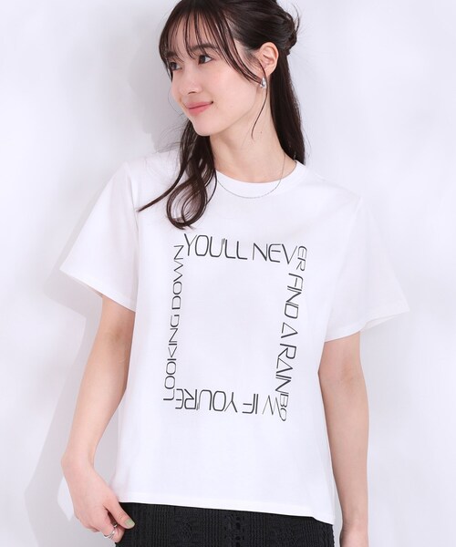 Cutie Blonde(キューティーブロンド)の「【洗える/S-LL】選べる3柄 ベーシックプリントTシャツ(Tシャツ/カットソー・レディース・ブラック系2/グリーン系その他4/ホワイト系1/ホワイト系2/ピンク系/チャコール・01/03/02/04)」の3枚目の写真