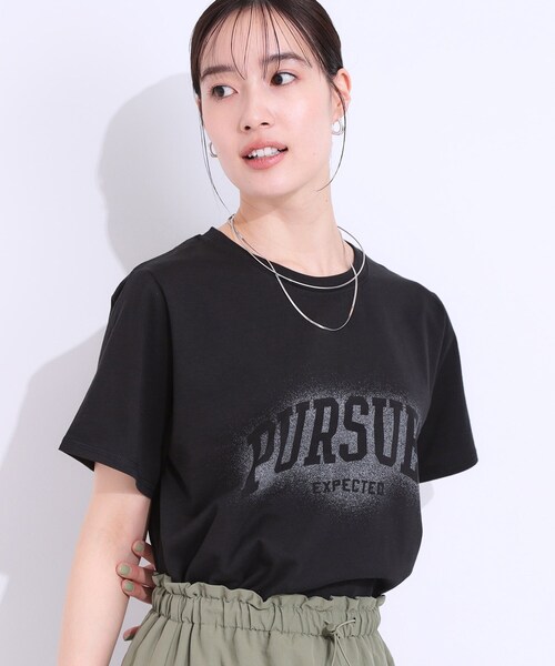 Cutie Blonde(キューティーブロンド)の「【洗える/S-LL】選べる3柄 ベーシックプリントTシャツ(Tシャツ/カットソー・レディース・ブラック系2/グリーン系その他4/ホワイト系1/ホワイト系2/ピンク系/チャコール・01/03/02/04)」の1枚目の写真